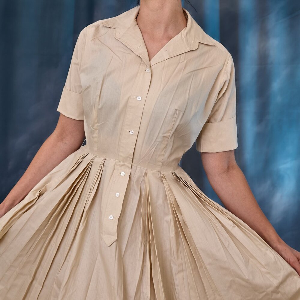 Vintage Cream Day Dress 1950's by Palm Fashions